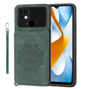 For Xiaomi Poco C40 Mandala Embossed Phone Case with Holder(Green)