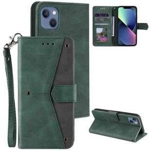 For iPhone 14 Plus Nail Skin Feel Stitching Calf Texture Leather Phone Case(Green)