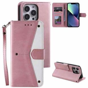 For iPhone 13 Pro Nail Skin Feel Stitching Calf Texture Leather Phone Case(Rose Gold)