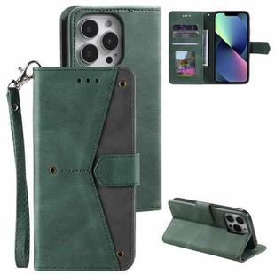 For iPhone 13 Pro Nail Skin Feel Stitching Calf Texture Leather Phone Case(Green)