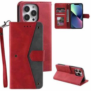 For iPhone 13 Pro Nail Skin Feel Stitching Calf Texture Leather Phone Case(Red)