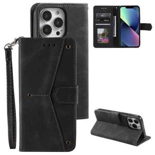 For iPhone 12 / 12 Pro Nail Skin Feel Stitching Calf Texture Leather Phone Case(Black)