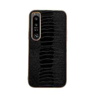 For Sony Xperia 1 IV Genuine Leather Weilai Series Nano Plating Phone Case(Black)