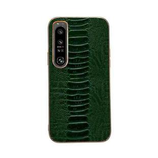 For Sony Xperia 1 IV Genuine Leather Weilai Series Nano Plating Phone Case(Green)