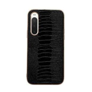 For Sony Xperia 10 IV Genuine Leather Weilai Series Nano Plating Phone Case(Black)