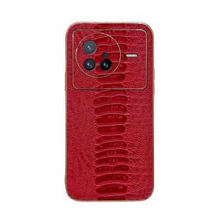For vivo X80 5G Genuine Leather Weilai Series Nano Plating Phone Case(Red)