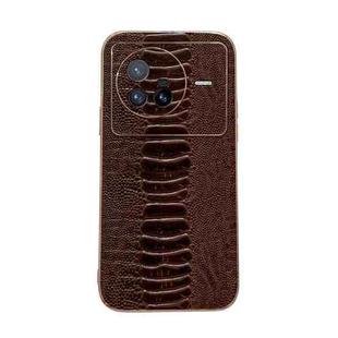 For vivo X80 5G Genuine Leather Weilai Series Nano Plating Phone Case(Coffee)