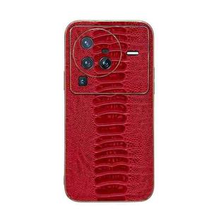 For vivo X80 Pro 5G Genuine Leather Weilai Series Nano Plating Phone Case(Red)