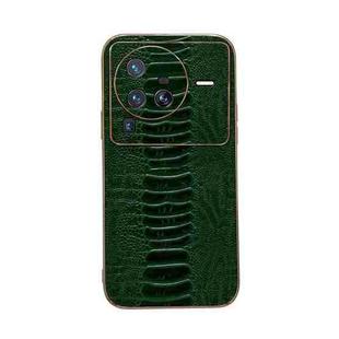 For vivo X80 Pro 5G Genuine Leather Weilai Series Nano Plating Phone Case(Green)