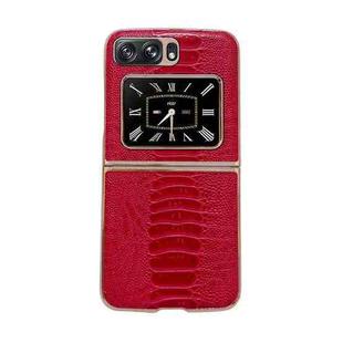 For Motorola Moto Razr 2022 Genuine Leather Weilai Series Nano Plating Phone Case(Red)