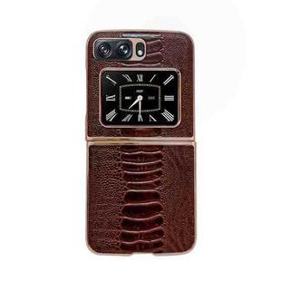 For Motorola Moto Razr 2022 Genuine Leather Weilai Series Nano Plating Phone Case(Coffee)