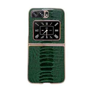 For Motorola Moto Razr 2022 Genuine Leather Weilai Series Nano Plating Phone Case(Green)