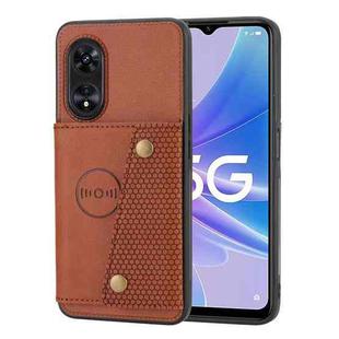 For OPPO A97 5G Double Buckle Magnetic Phone Case(Light Brown)