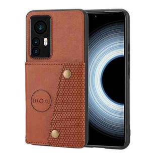 For Xiaomi Redmi K50 Ultra / 12T / 12 Pro Double Buckle Magnetic Phone Case(Light Brown)