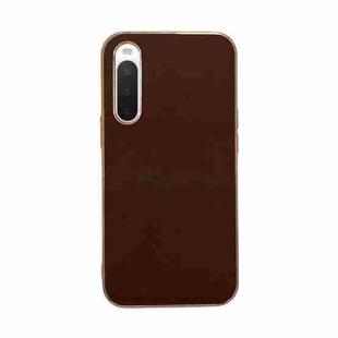 For Sony Xperia 10 IV Genuine Leather Xiaoya Series Nano Plating Phone Case(Coffee)