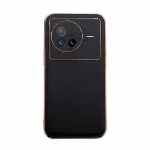 For vivo X80 5G Genuine Leather Xiaoya Series Nano Plating Phone Case(Black)