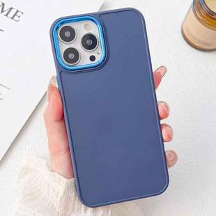 For iPhone 14 Pro Max Electroplated Grooved Skin Fee Phone Case(Dark Blue)