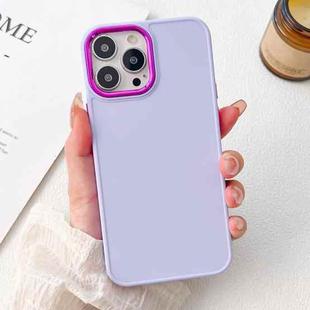 For iPhone 14 Pro Max Electroplated Grooved Skin Fee Phone Case(Purple)