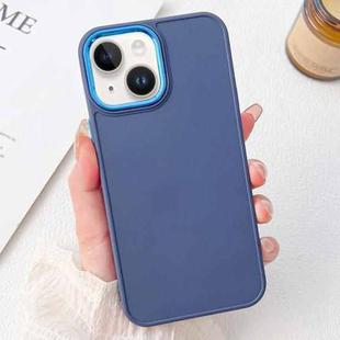 For iPhone 14 Plus Electroplated Grooved Skin Fee Phone Case(Dark Blue)