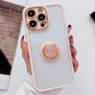 For iPhone 14 Electroplated Ring Holder Phone Case(Pink)