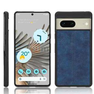 For Google Pixel 7 5G Shockproof Sewing Cow Skin Texture PC + PU + TPU Case(Blue)