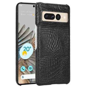 For Google Pixel 7 Pro 5G Shockproof Crocodile Texture PC + PU Case(Black)