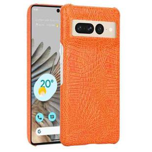 For Google Pixel 7 Pro 5G Shockproof Crocodile Texture PC + PU Case(Orange)