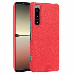 For Sony Xperia 5 IV Shockproof Crocodile Texture PC + PU Case(Red)