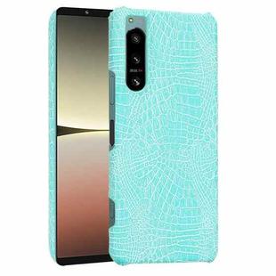 For Sony Xperia 5 IV Shockproof Crocodile Texture PC + PU Case(Light Green)