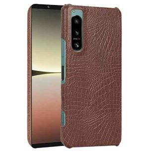 For Sony Xperia 5 IV Shockproof Crocodile Texture PC + PU Case(Brown)