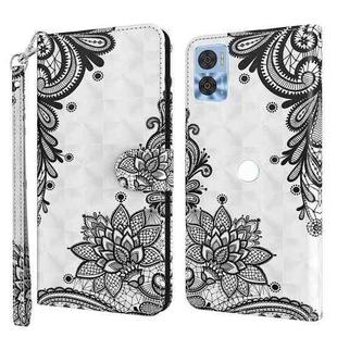 For Motorola Moto E22 / Moto E22i 3D Painting Pattern TPU + PU Phone Case(Diagonal Black Flower)