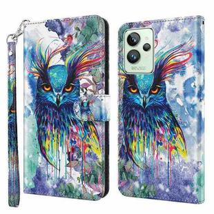 For Realme GT2 Pro 3D Painting Pattern TPU + PU Phone Case(Watercolor Owl)