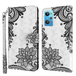 For Realme GT2 / GT Neo2 / GT Neo 3T 3D Painting Pattern TPU + PU Phone Case(Diagonal Black Flower)