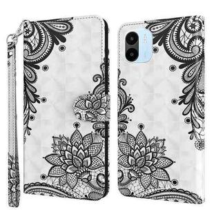 For Xiaomi Redmi A1 2022 3D Painting Pattern TPU + PU Phone Case(Diagonal Black Flower)