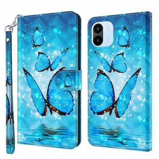 For Xiaomi Redmi A1 2022 3D Painting Pattern TPU + PU Phone Case(Three Butterflies)