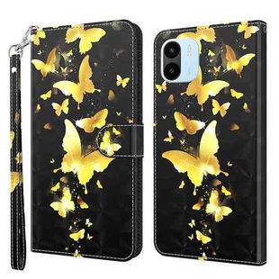 For Xiaomi Redmi A1 2022 3D Painting Pattern TPU + PU Phone Case(Gold Butterfly)