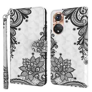 For Honor 50 3D Painting Pattern TPU + PU Phone Case(Diagonal Black Flower)