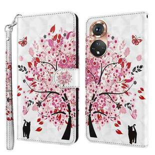 For Honor 50 3D Painting Pattern TPU + PU Phone Case(Cat Under The Tree)