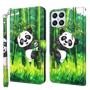 For Honor X8 4G 3D Painting Pattern TPU + PU Phone Case(Panda Climbing Bamboo)