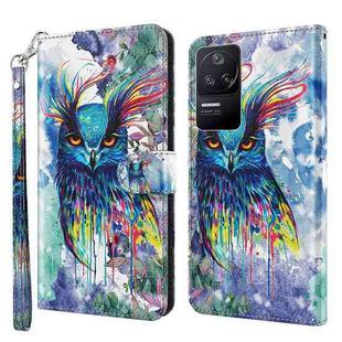 For Xiaomi Poco F4 3D Painting Pattern TPU + PU Phone Case(Watercolor Owl)