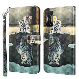 For Xiaomi Poco F4 GT 3D Painting Pattern TPU + PU Phone Case(Cat Tiger)