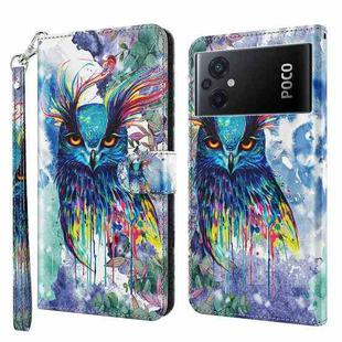 For Xiaomi Poco M5 3D Painting Pattern TPU + PU Phone Case(Watercolor Owl)