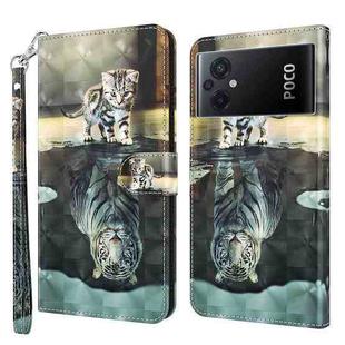 For Xiaomi Poco M5 3D Painting Pattern TPU + PU Phone Case(Cat Tiger)