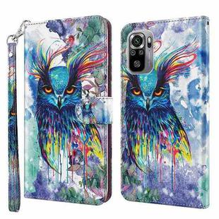 For Xiaomi Poco M5S/Redmi Note 10/Note 10S 3D Painting Pattern TPU + PU Phone Case(Watercolor Owl)