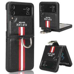For Samsung Galaxy Z Flip4 5G Plain Leather Ring Phone Case(Black)