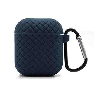 For AirPods 2 / 1 Weave Texture TPU Protective Case(Midnight Blue)