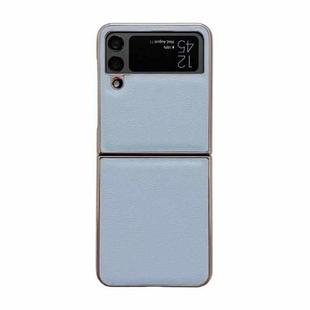 For Samsung Galaxy Z Flip4 Waves Series Nano Electroplating Genuine Leather Phone Case(Blue)