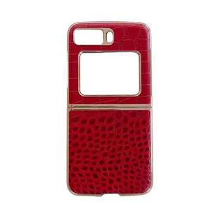 For Motorola Moto Razr 2022 Crocodile Texture Genuine Leather Nano Electroplating Phone Case(Red)