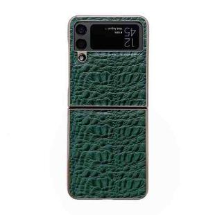 For Samsung Galaxy Z Flip4 Sky Series Nano Electroplating Genuine Leather Phone Case(Green)