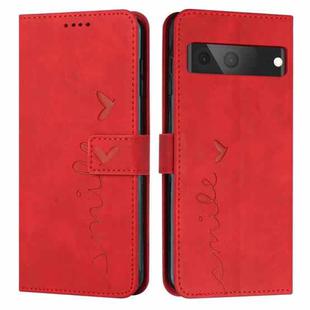 For Google Pixel 7 Skin Feel Heart Pattern Leather Phone Case(Red)